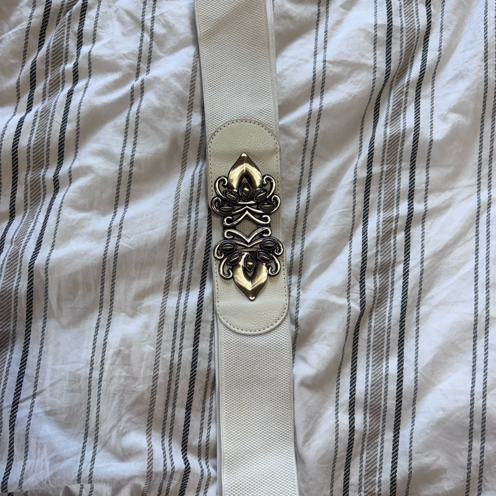 White Torso Belt with Black Chrome Buckle